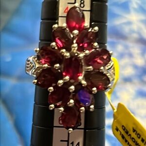 Sterling, rhodalite garnet ring.